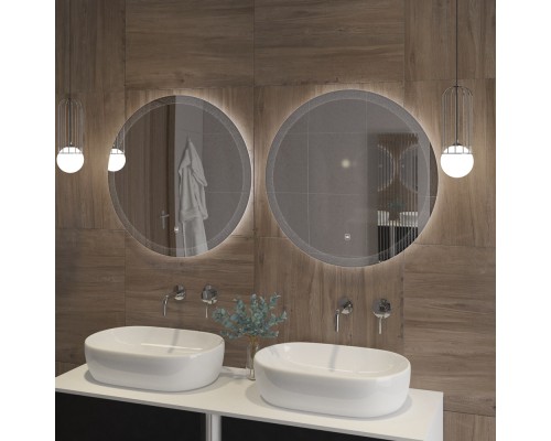 Зеркало Cezares Eco 60 CZR-SPC-ECO-600-LED-TCH с подсветкой с лазерной гравировкой и сенсорным выключателем