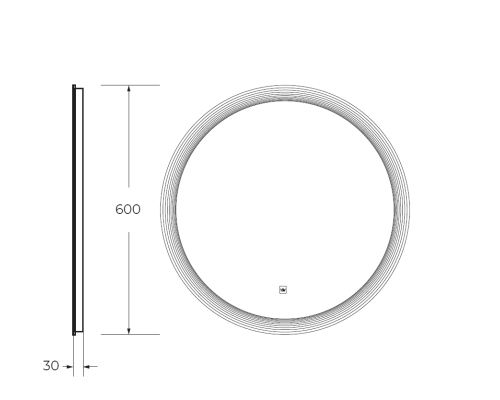 Зеркало Cezares Eco 60 CZR-SPC-ECO-600-LED-TCH с подсветкой с лазерной гравировкой и сенсорным выключателем