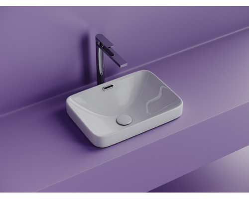 Раковина встраиваемая сверху Ceramicanova Элемент (Element) с отверстием слива - перелива прямоугольной формы 460x330x170 мм цвет белый арт