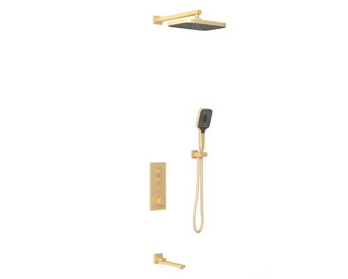 Душевой комплект Vincea VSFW-433T1BG встраиваемый, термостатный, 3 режима, браш золото