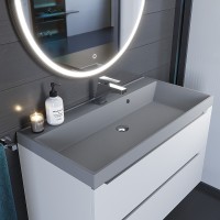 Раковина для ванной кварцевая Uperwood Classic Quartz 100х45х15 см, серая матовая, бетон
