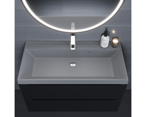 Раковина для ванной кварцевая Uperwood Classic Quartz 100х45х15 см, серая матовая, бетон