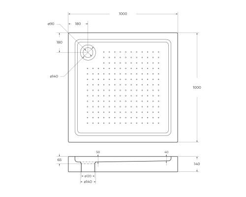 Акриловый поддон для душа BelBagno Tray 100x100 Белый