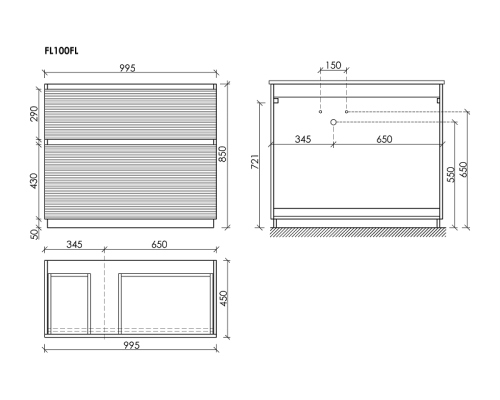 Тумба под раковину Напольная Sancos Folk Floor 99.5 FL100FRGS Grey soft