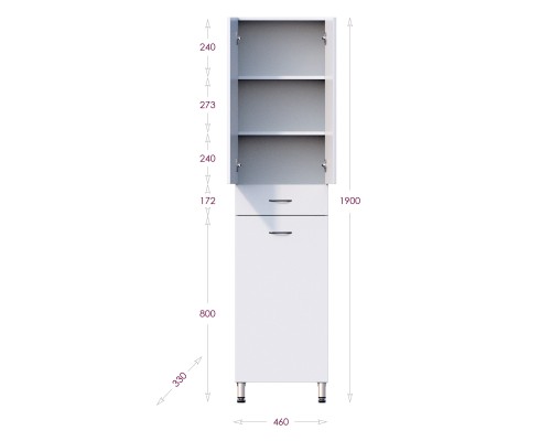Пенал Onika Модерн 46 напольный, белый, универсальный