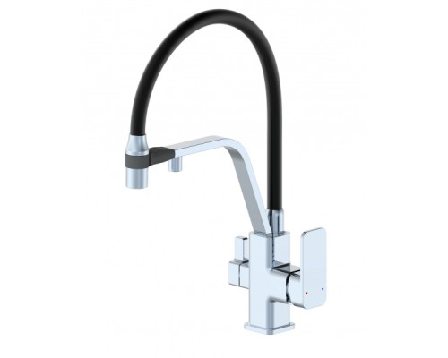 Смеситель для кухни с гибким изливом и подключением фильтра Wonzon&Woghand, Хром