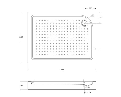 Поддон акриловый BelBagno TRAY-BB-AH-120/80-15-W-R