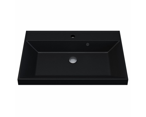 Раковина для ванной кварцевая Uperwood Classic Quartz 70х45х15 см, черная матовая, космос