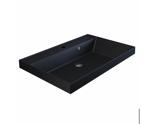 Раковина для ванной кварцевая Uperwood Classic Quartz 70х45х15 см, черная матовая, космос