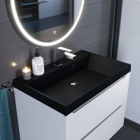 Раковина для ванной кварцевая Uperwood Classic Quartz 70х45х15 см, черная матовая, космос