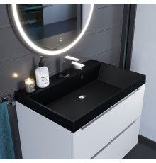 Раковина для ванной кварцевая Uperwood Classic Quartz 70х45х15 см, черная матовая, космос