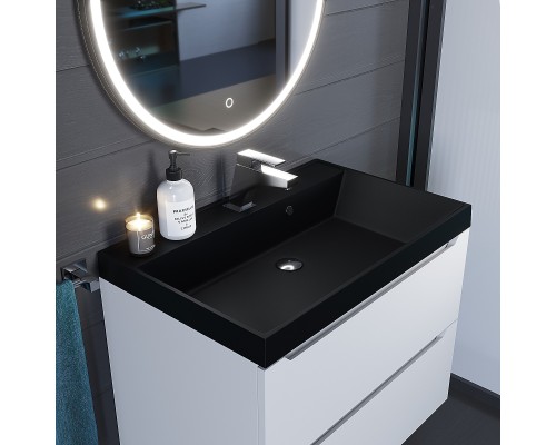 Раковина для ванной кварцевая Uperwood Classic Quartz 70х45х15 см, черная матовая, космос