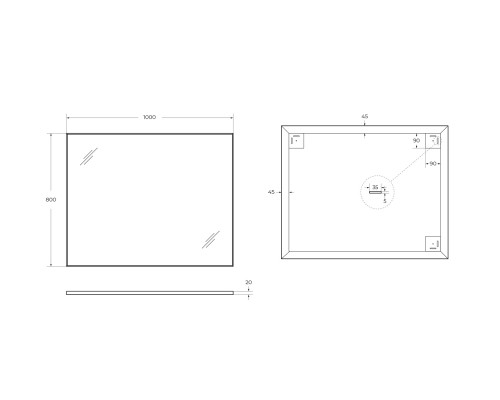 Зеркало BelBagno SPC 100 SPC-AL-1000-800 Nero Черное