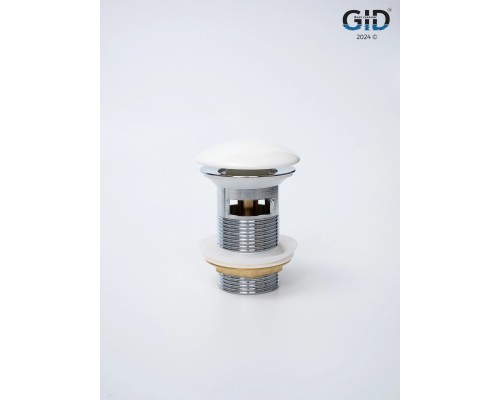 Белый керамический донный клапан Gid WH100-1 71102k с переливом