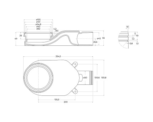 Душевой лоток BelBagno Luce BB-LD-LUCE-70-CR с решеткой Хром / под плитку