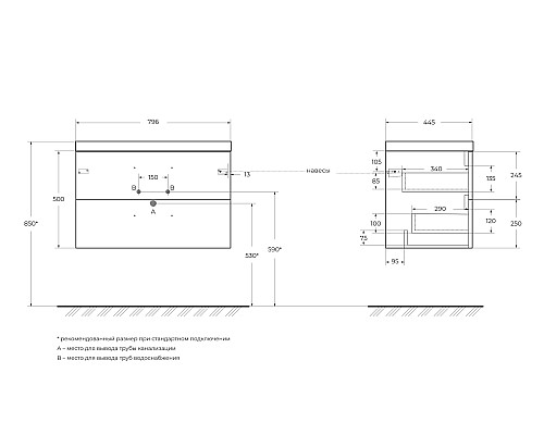 База под раковину BelBagno AURORA-800-2C-SO-RT