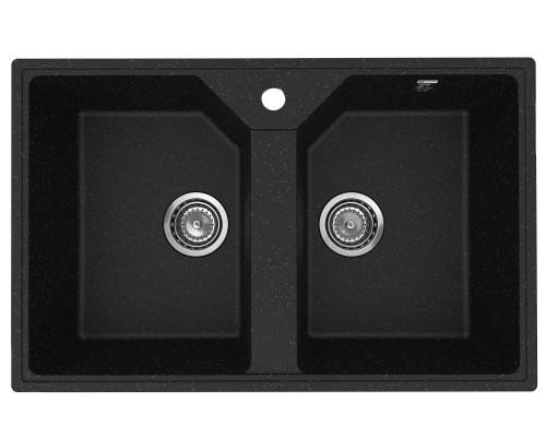Кухонная мойка из искусственного камня Uperwood ECON UPD-402-004, 2 чаши, черная матовая