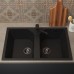Кухонная мойка из искусственного камня Uperwood ECON UPD-402-004, 2 чаши, черная матовая