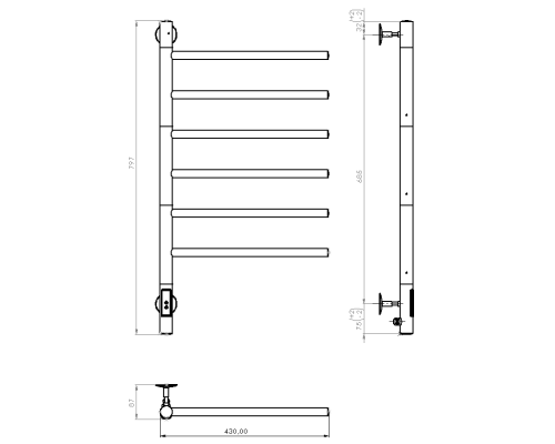 Полотенцесушитель электрический Vincea VTD-1S2CE 43х80 хром таймер