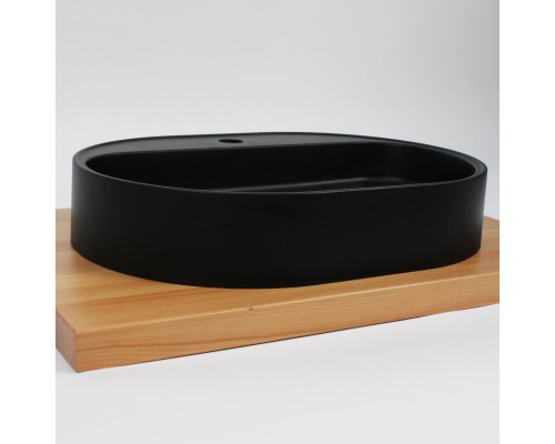 Раковина для ванной накладная 55 см, Uperwood Tanos Quartz, овальная, черная, "космос"