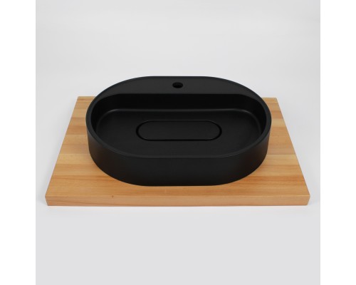 Раковина для ванной накладная 55 см, Uperwood Tanos Quartz, овальная, черная, "космос"