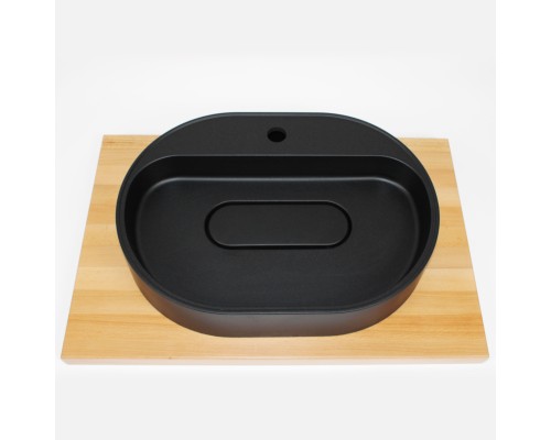 Раковина для ванной накладная 55 см, Uperwood Tanos Quartz, овальная, черная, "космос"