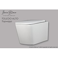 Унитаз подвесной безободковый торнадо белый Iberica Blanca Toledo Altoс сиденьем микролифт