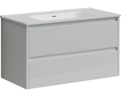 Тумба под раковину SANCOS Libra 890х450х500, c двумя ящиками, белый глянец