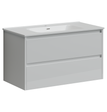 Тумба под раковину SANCOS Libra 890х450х500, c двумя ящиками, белый глянец