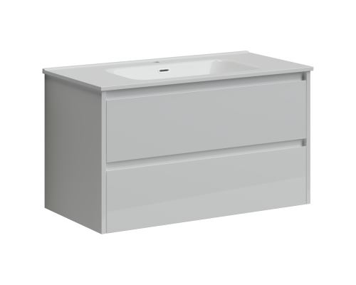 Тумба под раковину SANCOS Libra 890х450х500, c двумя ящиками, белый глянец