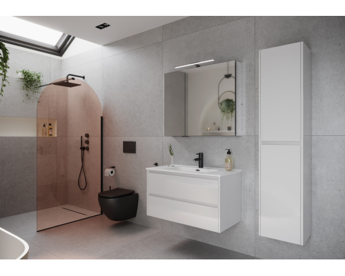 Тумба под раковину SANCOS Libra 890х450х500, c двумя ящиками, белый глянец