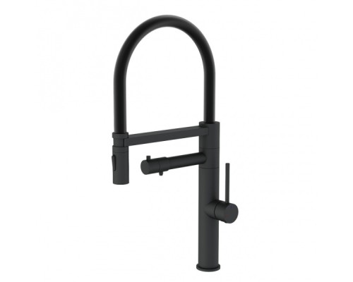 Смеситель для кухни с гибким изливом и подключением фильтра Wonzon&Woghand, Черный матовый