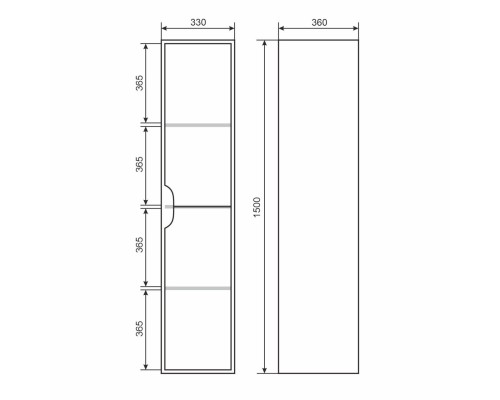 Шкаф-пенал подвесной Uperwood Modul 33х36х150 см, белый/графит