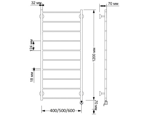 Полотенцесушитель латунный Secado Триада 1 40х120, электрический R, бронза