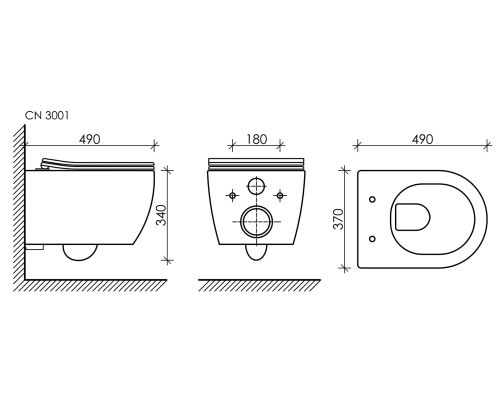 Комплект Подвесной унитаз Игра (Play) Безободковый (Rimless) + Система инсталляции Баланс (Balance) кнопка Квадрат (Square), черный матовый