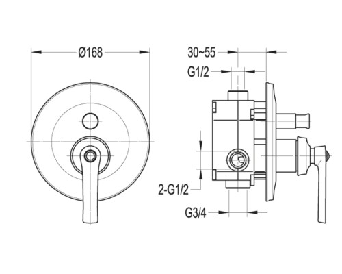 Смеситель для душа Cezares LIBERTY-F-VDIM-01 Хром
