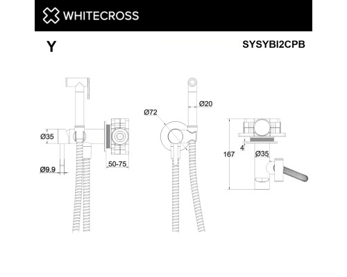 Система для биде скрытого монтажа WHITECROSS Y SYSYBI2CPB (брашированная медь)