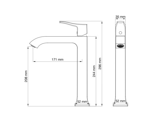 Смеситель для раковины высокий Wonzon&Woghand, Темный графит