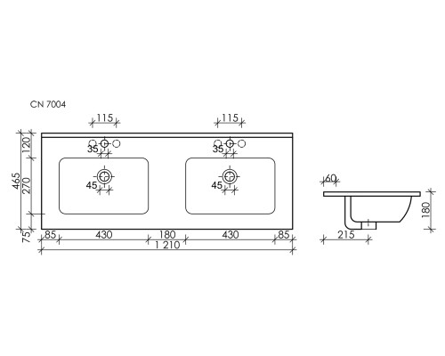 Умывальник накладной Ceramicanova Element 1210x465x180 черный матовый