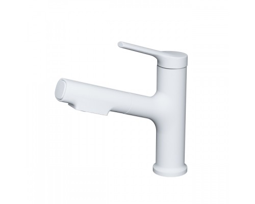 Смеситель для раковины с выдвижным изливом Wonzon&Woghand, Белый матовый