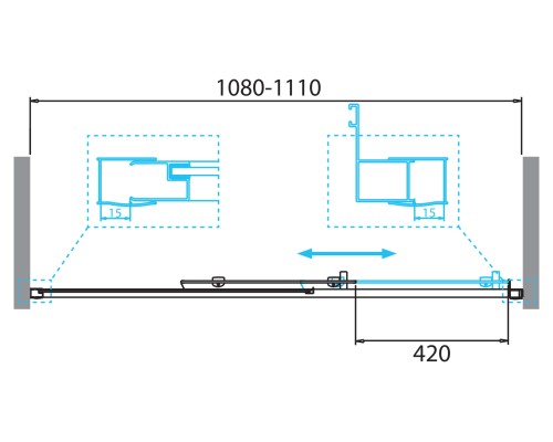 Душевая дверь BelBagno Due 110 DUE-BF-1-110-C-Cr профиль Хром стекло прозрачное