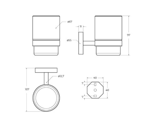 Стакан для зубных щеток Cezares Relax RELAX-TUMS-GM Оружейная сталь
