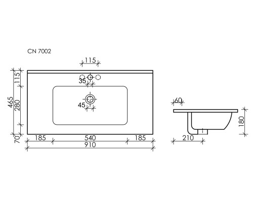 Умывальник накладной Ceramicanova Element 910x465x180 черный матовый