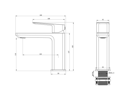 Смеситель для раковины Wonzon&Woghand DIAMOND, Брашированный никель WW-88139011-BN