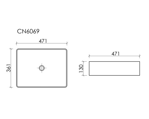 Раковина накладная Ceramicanova 361x471x130, белый