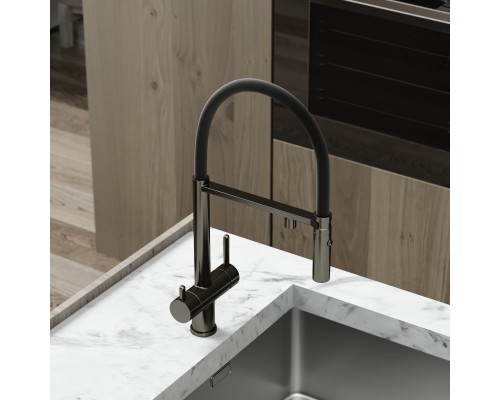 Смеситель для кухни SANCOS Imola SC4010GG с подключением фильтра для воды, вороненая сталь