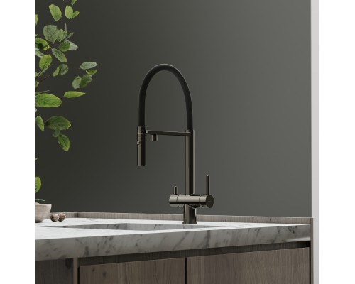 Смеситель для кухни SANCOS Imola SC4010GG с подключением фильтра для воды, вороненая сталь