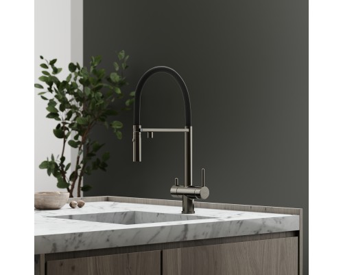 Смеситель для кухни SANCOS Imola SC4010GG с подключением фильтра для воды, вороненая сталь