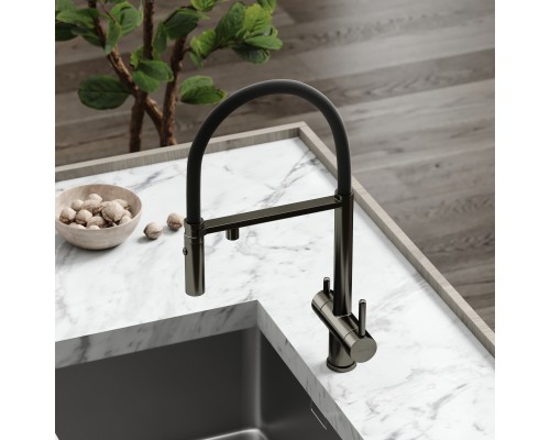 Смеситель для кухни SANCOS Imola SC4010GG с подключением фильтра для воды, вороненая сталь