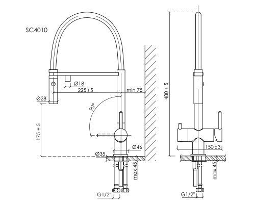 Смеситель для кухни SANCOS Imola SC4010GG с подключением фильтра для воды, вороненая сталь